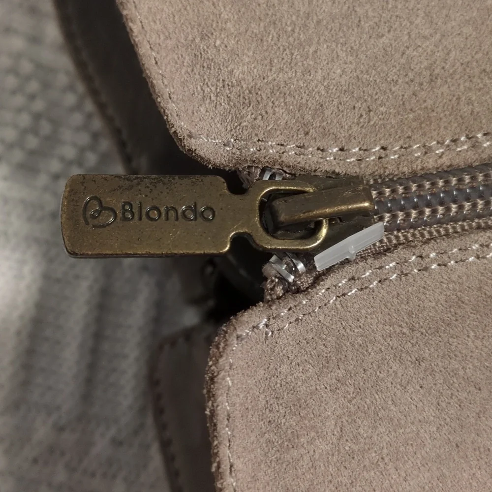 Blondo Tan/Camel Suede Waterproof Booties — Dual Functional Zippers, Cushioned